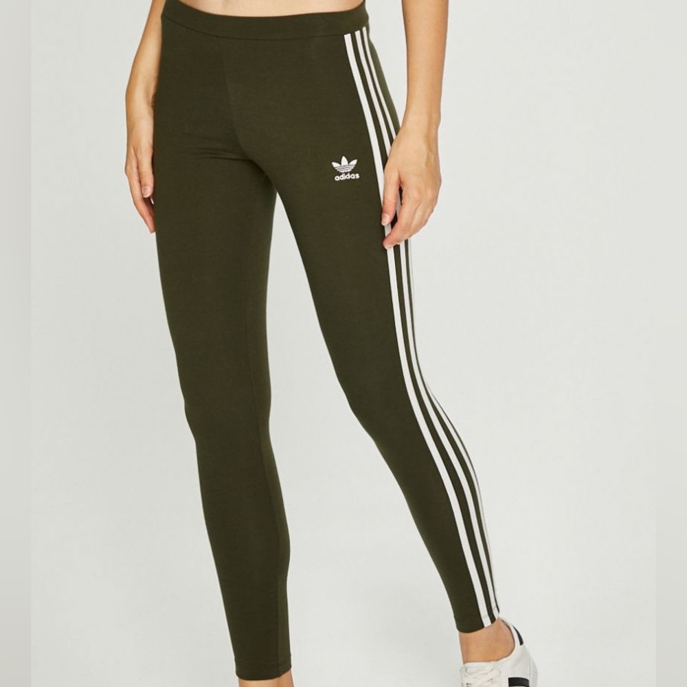ADIDAS ORIGINALS | Olive Green Classic 3 Stripes Leggings
